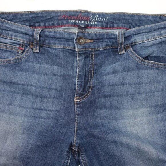 Y2K Tommy Hilfiger Freedom Bootcut Jeans Size 14R Stretch Flap Pockets - Picture 5 of 10